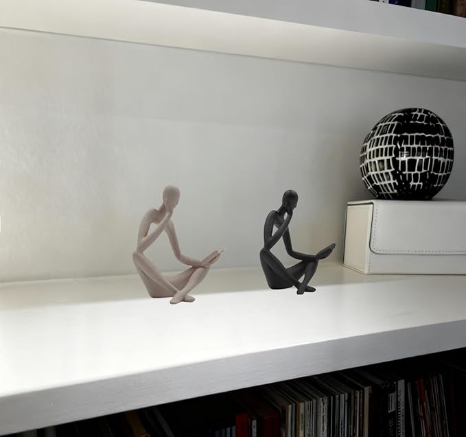 "Reading Woman Thinker Sculpture is a Modern Abstract Decorative Piece, a Favorite Among Book Lovers and Thinkers, Suitable for Placement in Living Rooms, Offices, and bedrooms. (Sandstone B)