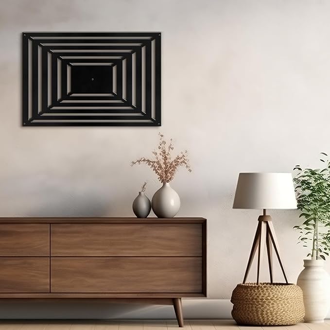 SIGNLEADER Metal Wall Decor Rectangles Gradient Minimalist Modern Luxury Wall Sculpture Hangings 3D Statue Home Decoration for Living Room, Bedroom, Bathroom, Kitchen, Fireplace, Office - 24" Black