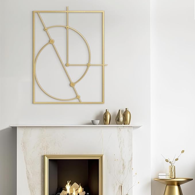 SIGNLEADER Metal Wall Decor Circles Minimalist Modern Luxury Wall Sculpture Hangings 3D Statue Home Decoration for Living Room, Bedroom, Bathroom, Kitchen, Fireplace, Office - 18" Gold