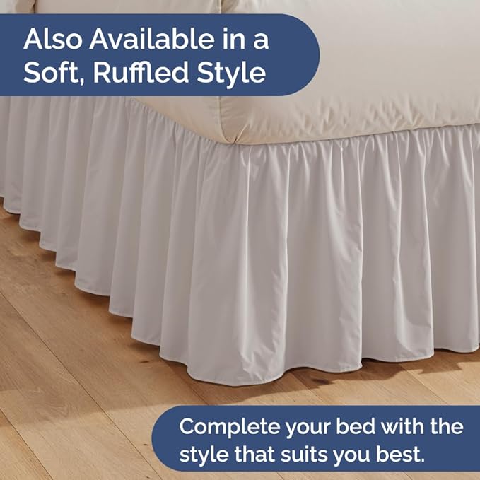 Pleated Bed Skirt King Size - 3 Sided Pleated Bed Skirt King - Ultra-Soft, Easy Fit with 15 Inch Tailored Drop - Hotel Quality, Wrinkle & Fade Resistant - for Women, Men, Kids and Teens - Light Grey