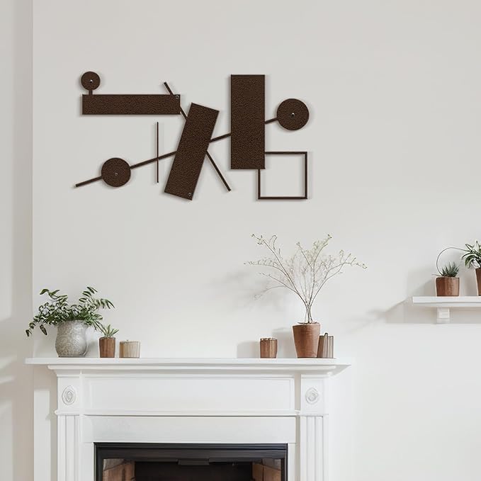 SIGNLEADER Metal Wall Decor Rectangles Abstract Picasso Minimalist Modern Luxury Wall Sculpture Hangings 3D Statue Home Decoration for Living Room, Bedroom, Bathroom, Kitchen, Fireplace, Office - 18" Bronze