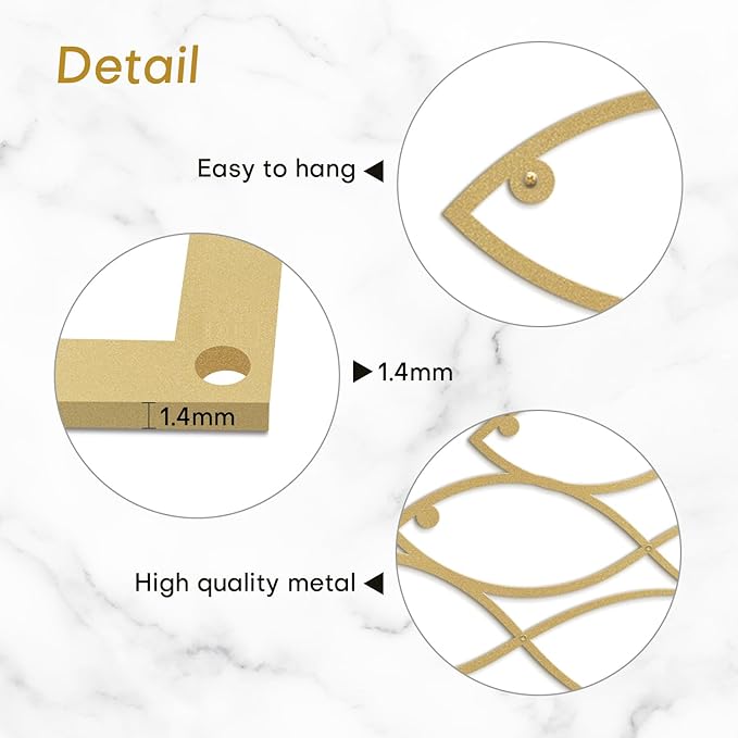 SIGNLEADER Metal Wall Art Decor Fish Minimalist Modern Abstract Wall Sculpture Hangings Home Decoration for Living Room, Bedroom, Bathroom, Kitchen, Outdoor - 18" Gold