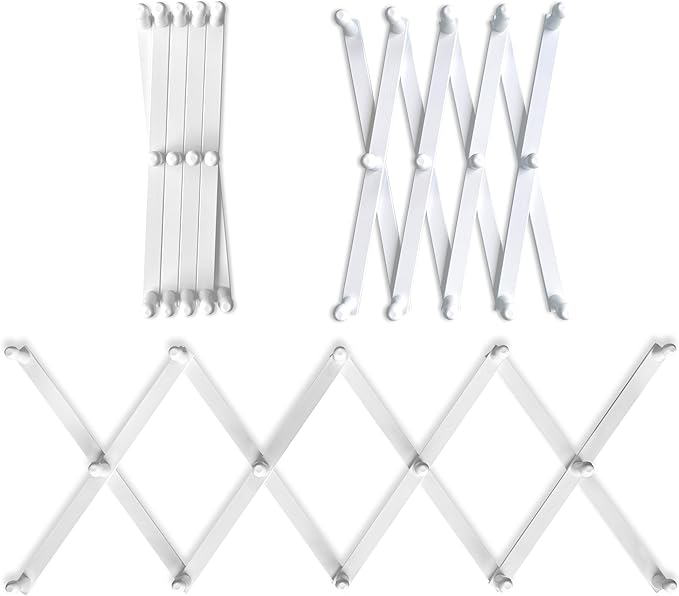 Expandable Wooden Coat Rack Hanger - Large Accordion Hanger with Expanding Pegs | Hand Made Modern Wooden Hat Rack for Wall | Hang Coat, Jacket, Hat | Wall Rack – 14 Hook, Chalk White