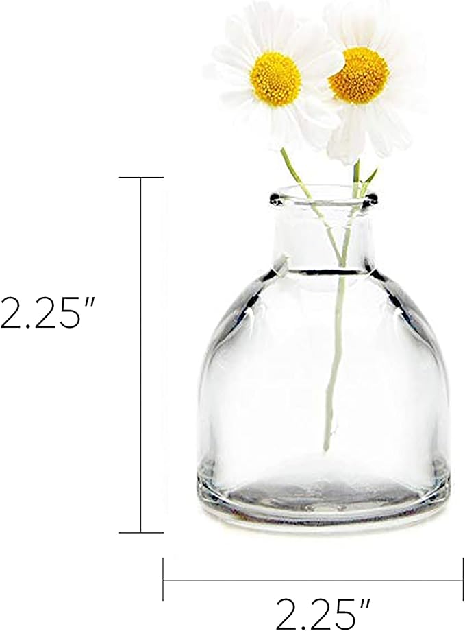 CHIVE ‘Loft’ Small Mini Flower Vases - Clear Glass Bud Vases, Set of 10 Color - Cute Vintage Rustic Centerpieces for Wedding, Events & Home - Premium Quality, Designed to Last