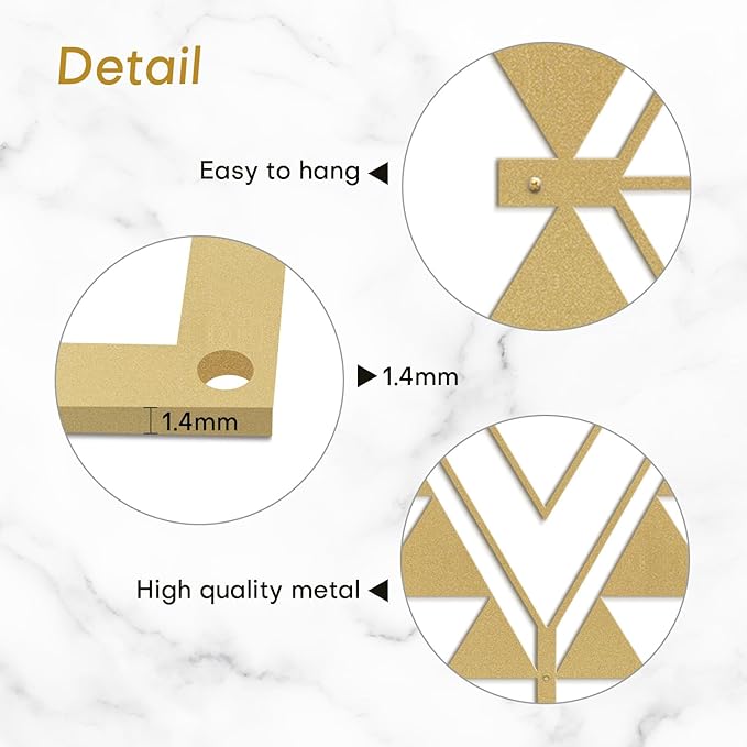 SIGNLEADER Metal Wall Decor Triangle Composition Minimalist Modern Luxury Wall Sculpture Hangings 3D Statue Home Decoration for Living Room, Bedroom, Bathroom, Kitchen, Fireplace, Office - 18" Gold