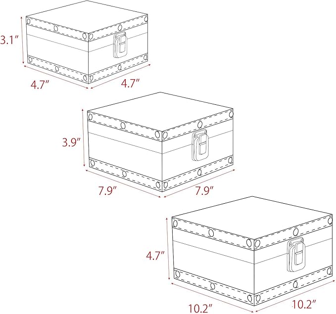Jolitac Wooden Storage Box Set of 3, Antique-Looking Storage Containers with Secret Compartments Vintage Nesting Keepsake Chests for Jewelry, Cash, Photos Travel-Friendly & Stackable (Green)