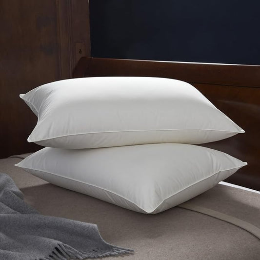 Cuddledown Organic Cotton Down Alternative Pillow | 100% Organic Cotton Shell | European Down Alternative Fill | Hypoallergenic | Handcrafted | Oeko-TEX Certified | 20" x 26" | Standard | Soft