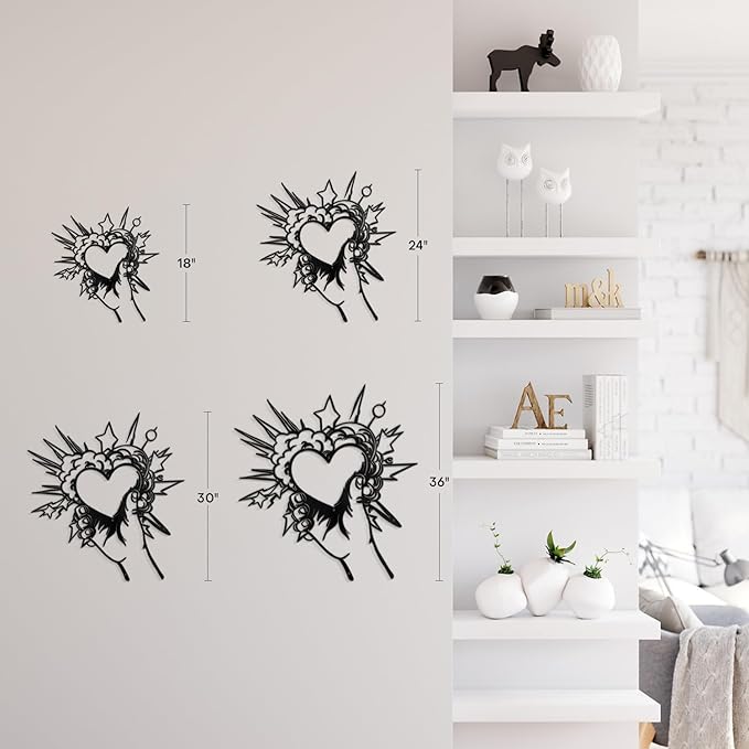 SIGNLEADER Metal Wall Art Decor I Love You Heart Modern Abstract Wall Sculpture Hangings Home Decoration for Living Room, Bedroom, Bathroom, Kitchen, Outdoor - 18" Black