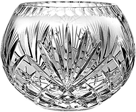 Barski European Hand Cut Majestic Crystal Rose Bowl Vase, 5" D