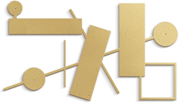 SIGNLEADER Metal Wall Decor Rectangles Abstract Picasso Minimalist Modern Luxury Wall Sculpture Hangings 3D Statue Home Decoration for Living Room, Bedroom, Bathroom, Kitchen, Fireplace, Office - 18" Gold