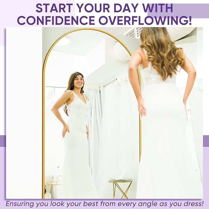Floor Mirror, 58"×18" Full Length Mirror with Stand for Bedroom Living Room, Gold