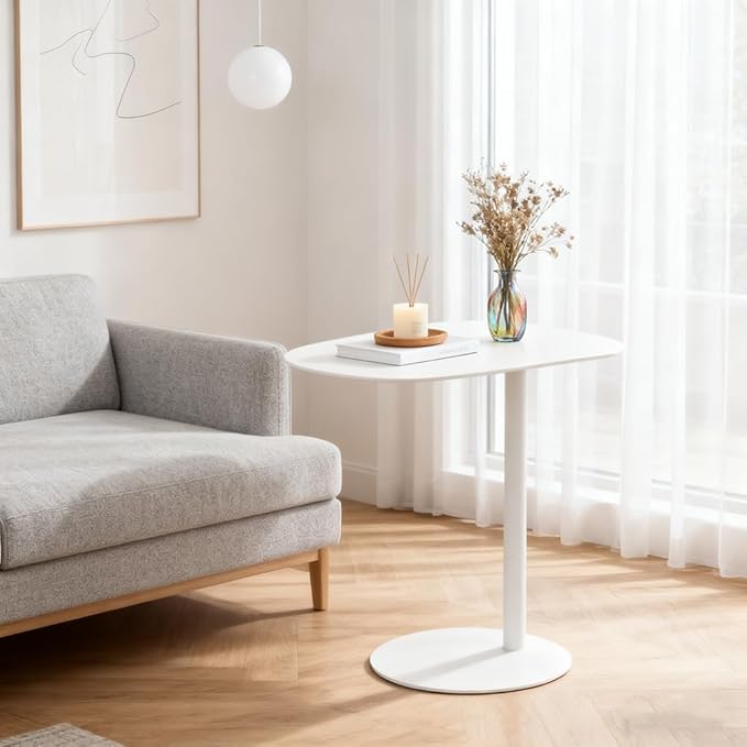 C Shaped Side Table End Coffee Tables, Aesthetics Minimalist Accent Tables, Multifunction Oval Metal Side Tables for Living Room Bedroom Sofa Balcony Couch Patio Yard Garden Indoor & Outdoor
