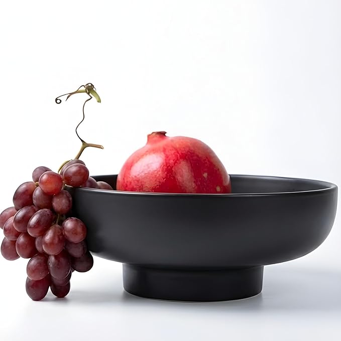 12" Concrete Extra Large Fruit bowl for Kitchen Counter, Coffee Table Decor, Decorative Key Bowl, Home Décor Accents, Kitchen Counter Decor Black