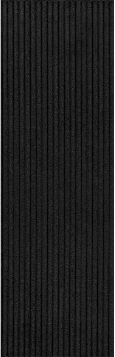 Beverly Rug Non Slip Area Rug 2 x 7 Modern Durable Ultra Soft Ribbed Indoor Rugs for Living Dining Room Office Stain Resistant Non Shedding Casual Easy Shag Indoor Carpet Black 2x7