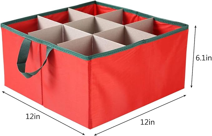 Sattiyrch Large 2-in-1 Christmas Ornament Storage Box & Xmas Figurine Container - Easy Access Removable Trays, Keeps 73 Holiday Ornaments - Adjustable Extent Area for Figurines and Pockets