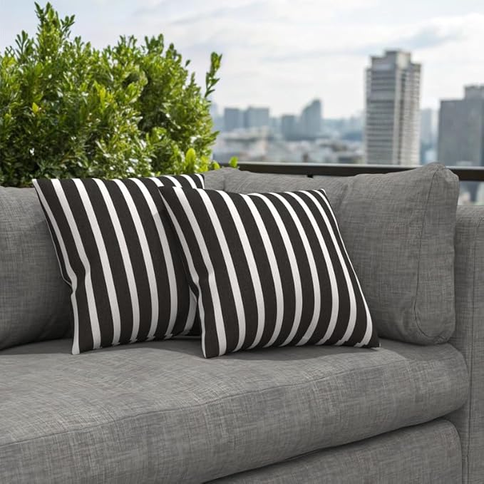 Covers & All Sunbrella Indoor/Outdoor Throw Pillows, Square Throw Pillows Inserts with Covers Set of 2 (Shore Classic, 16x16)
