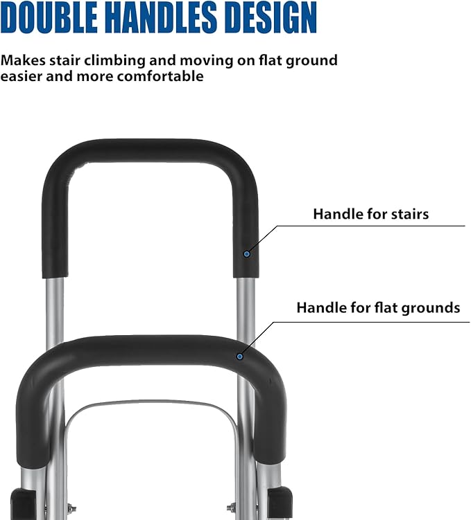 Aluminum Stair Climber Hand Truck 18 x 7.5 Inch Nose Plate Stair Climbing Hand Truck 6 Wheels Hand Truck Dolly