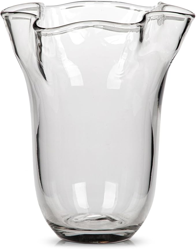 8 inch Clear Glass Vases Flower Vases for Centerpiece, Large Crystal Vases for Flowers Wide Mouth Vase for Home Office Living Room Shelf Wedding Decor (Clear)