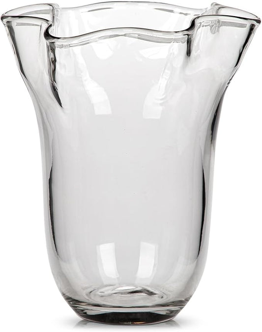 8 inch Clear Glass Vases Flower Vases for Centerpiece, Large Crystal Vases for Flowers Wide Mouth Vase for Home Office Living Room Shelf Wedding Decor (Clear)