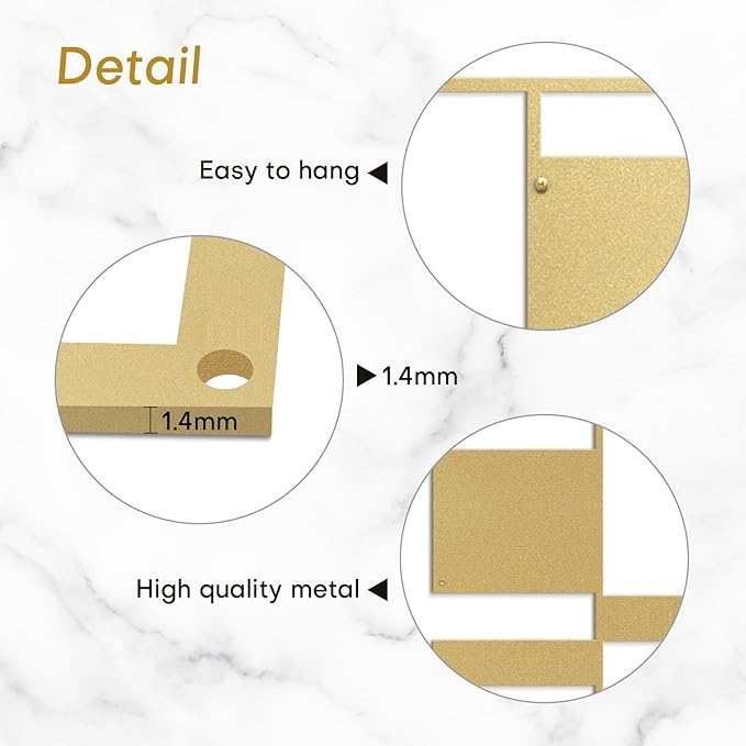 SIGNLEADER Metal Wall Decor Picasso Geometric Minimalist Modern Luxury Wall Sculpture Hangings 3D Statue Home Decoration for Living Room, Bedroom, Bathroom, Kitchen, Fireplace, Office - 18" Gold