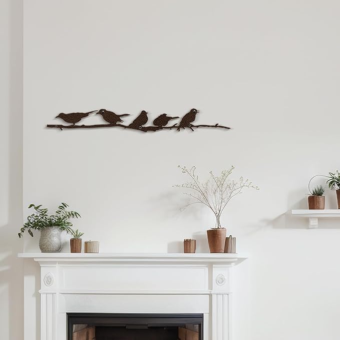 SIGNLEADER Metal Wall Art Decor Birds Standing on Branches Minimalist Modern Abstract Wall Sculpture Hangings Home Decoration for Living Room, Bedroom, Bathroom, Kitchen, Outdoor - 18" Bronze
