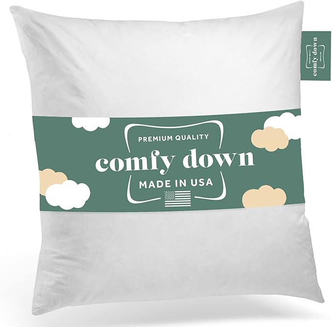 ComfyDown 28x28 Decorative Throw Pillow Insert, Down and Feathers Fill, 100% Cotton Cover 233 Thread Count, Square Pillow Insert - Made in USA (Single)