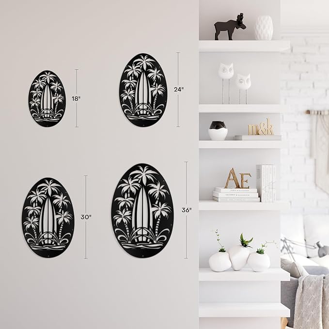 SIGNLEADER Metal Wall Art Decor Palm Tree Minimalist Modern Abstract Wall Sculpture Hangings Home Decoration for Living Room, Bedroom, Bathroom, Kitchen, Outdoor - 18" Black