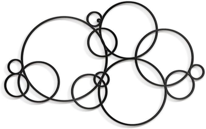 SIGNLEADER Metal Wall Decor Circles Bubbles Minimalist Modern Luxury Wall Sculpture Hangings 3D Statue Home Decoration for Living Room, Bedroom, Bathroom, Kitchen, Fireplace, Office - 24" Black