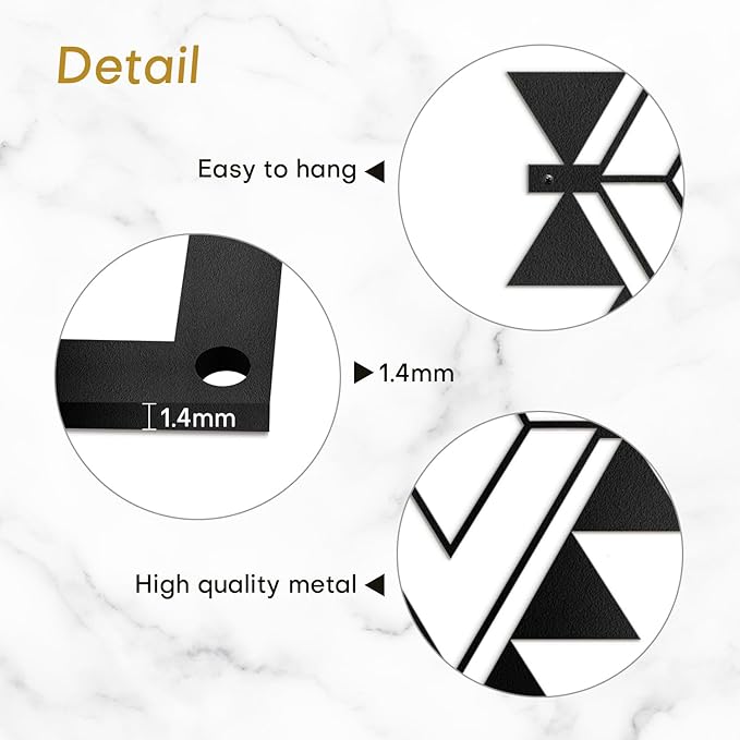 SIGNLEADER Metal Wall Decor Triangle Composition Minimalist Modern Luxury Wall Sculpture Hangings 3D Statue Home Decoration for Living Room, Bedroom, Bathroom, Kitchen, Fireplace, Office - 18" Black