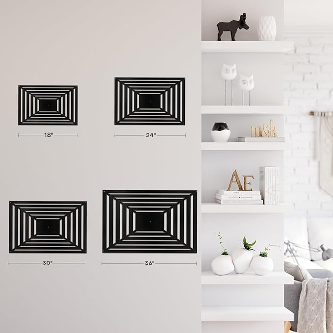 SIGNLEADER Metal Wall Decor Rectangles Gradient Minimalist Modern Luxury Wall Sculpture Hangings 3D Statue Home Decoration for Living Room, Bedroom, Bathroom, Kitchen, Fireplace, Office - 24" Black