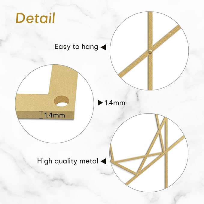 SIGNLEADER Metal Wall Decor Rectangles Composition Rectangles composition Minimalist Modern Luxury Wall Sculpture Hangings 3D Statue Home Decoration for Living Room, Bedroom, Bathroom, Kitchen, Fireplace, Office - 18" Gold