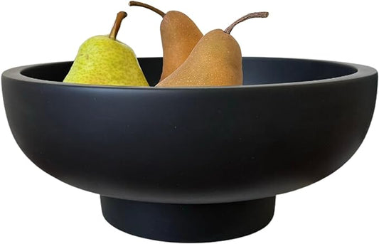 OAKOA Concrete Black Decorative Bowl for Home Decor - Black Fruit Bowl - Modern Pedestal Coffee Table Bowl for Entryway Table
