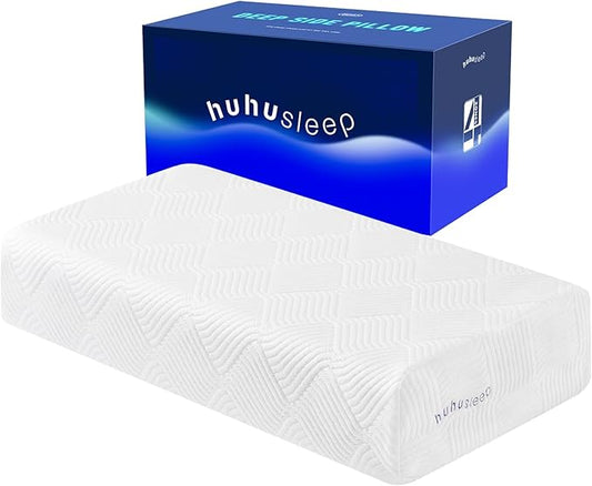 Huhu Sleep Cube Pillow for Side Sleeper with Firm Layer, Cooling Memory Foam Pillows with Two Side Four Types of Softness for Neck and Shoulder Pain, King or Queen 24"x12"x5"