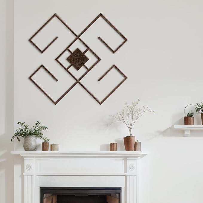 SIGNLEADER Metal Wall Decor Folk Symbol Minimalist Modern Luxury Wall Sculpture Hangings 3D Statue Home Decoration for Living Room, Bedroom, Bathroom, Kitchen, Fireplace, Office - 24" Bronze