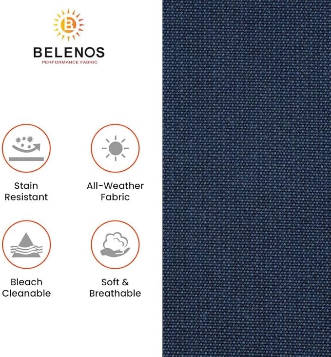 Covers & All Belenos Indoor/Outdoor Throw Pillows, Square Throw Pillows Inserts with Covers Set of 2 (Belenos Specialty Sumatran Blue, 16x16)