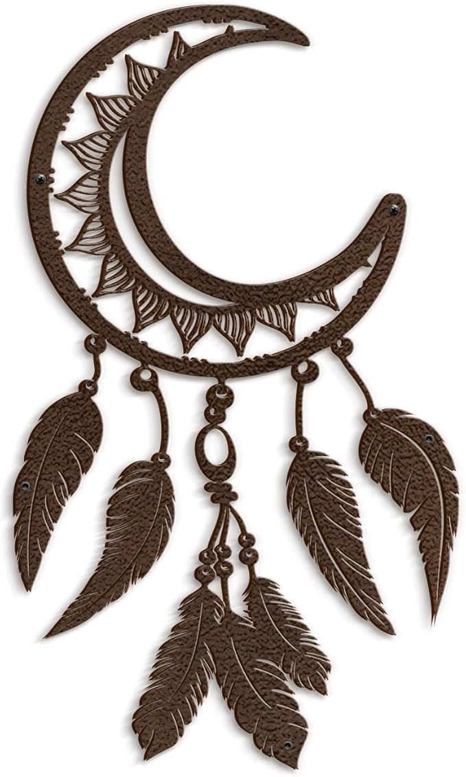 SIGNLEADER Metal Wall Art Decor Nordic Moon Phases Modern Abstract Wall Sculpture Hangings Home Decoration for Living Room, Bedroom, Bathroom, Kitchen, Outdoor - 18" Bronze