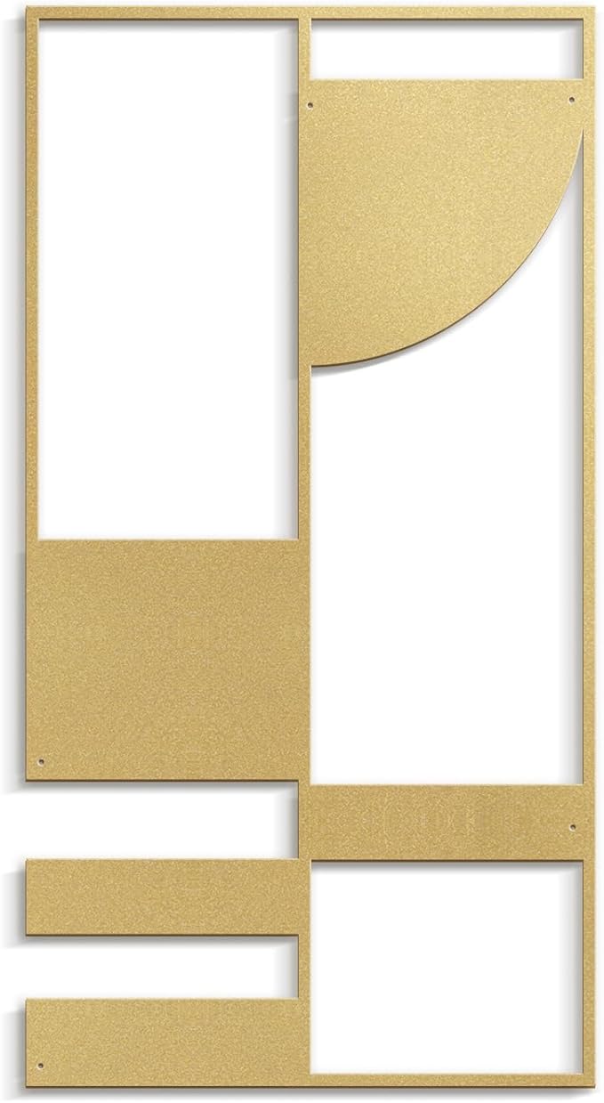 SIGNLEADER Metal Wall Decor Picasso Geometric Minimalist Modern Luxury Wall Sculpture Hangings 3D Statue Home Decoration for Living Room, Bedroom, Bathroom, Kitchen, Fireplace, Office - 18" Gold