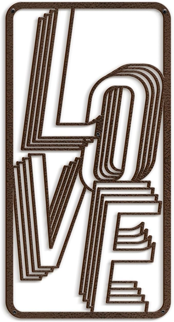 SIGNLEADER Metal Wall Art Decor The Love Modern Abstract Wall Sculpture Hangings Home Decoration for Living Room, Bedroom, Bathroom, Kitchen, Outdoor - 18" Bronze