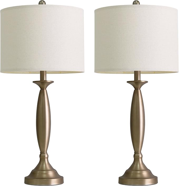 Oneach 28" Warm Gold Table Lamps Set of 2 for Living Room, Modern Bedside Lamps with USB Ports, Nightstand Lamps Set for Bedroom End Table Home Office(Bulbs not Included)