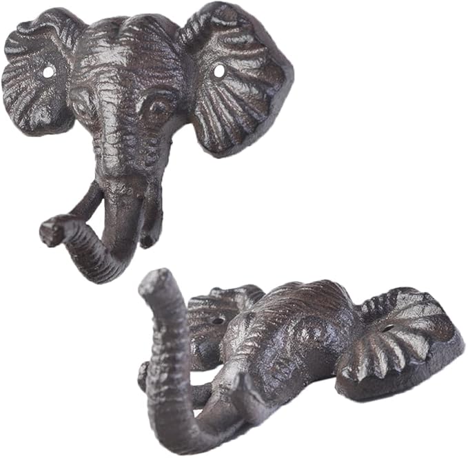 Retro cast Iron Hook Elephant Hook Creative Wall Hook Wall Hanging Coat Hook Key Hook 1Pcs Heavy Wrought Iron Decoration (A)