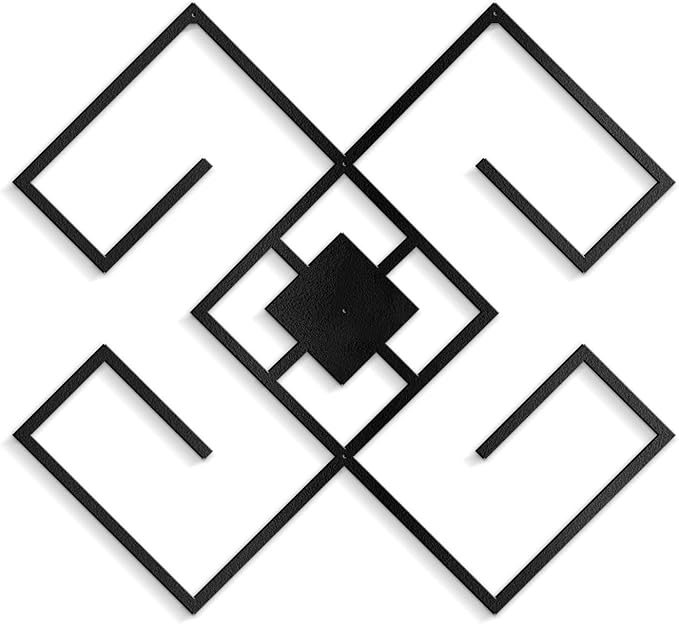 SIGNLEADER Metal Wall Decor Folk Symbol Minimalist Modern Luxury Wall Sculpture Hangings 3D Statue Home Decoration for Living Room, Bedroom, Bathroom, Kitchen, Fireplace, Office - 24" Black
