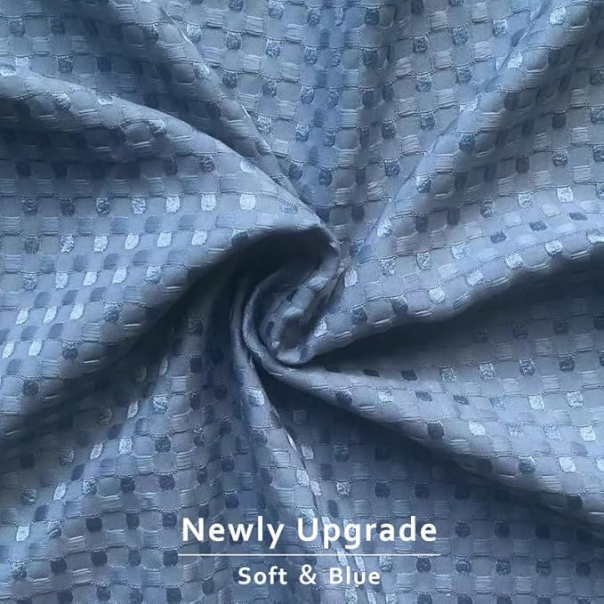 MIYE Pleated Waffle Weave Bed Skirt, Tailored Dust Ruffle 16 Inch Drop Easy Fit, Machine Washable (Blue, Full - 16" Drop)