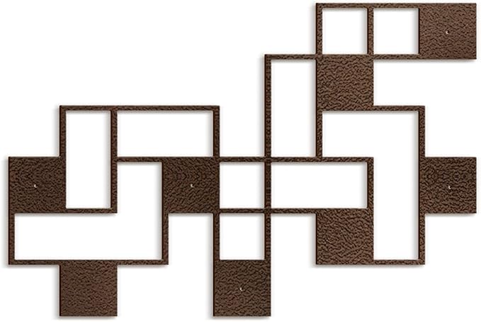 SIGNLEADER Metal Wall Decor Grids Geometric Minimalist Modern Luxury Wall Sculpture Hangings 3D Statue Home Decoration for Living Room, Bedroom, Bathroom, Kitchen, Fireplace, Office - 24" Bronze