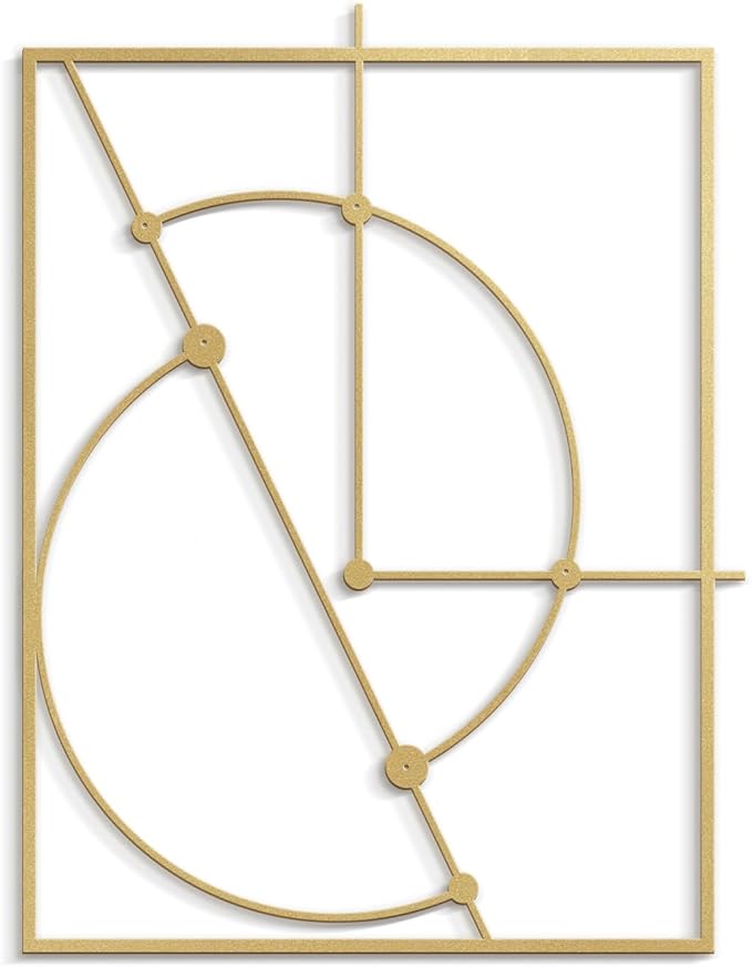 SIGNLEADER Metal Wall Decor Circles Minimalist Modern Luxury Wall Sculpture Hangings 3D Statue Home Decoration for Living Room, Bedroom, Bathroom, Kitchen, Fireplace, Office - 24" Gold