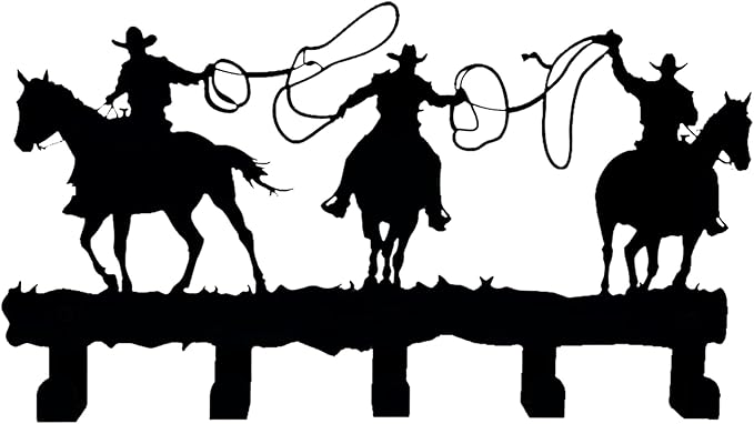 Metal Cowboys Coat Hooks Wall Art Decoration, Clothes Hangers and Key Holders, Metal Clothes Racks, Backpack Hooks Cowboys Themed Hooks Decoration for Storage, Living Room, Office, Hallway