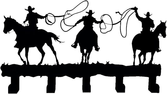 Metal Cowboys Coat Hooks Wall Art Decoration, Clothes Hangers and Key Holders, Metal Clothes Racks, Backpack Hooks Cowboys Themed Hooks Decoration for Storage, Living Room, Office, Hallway