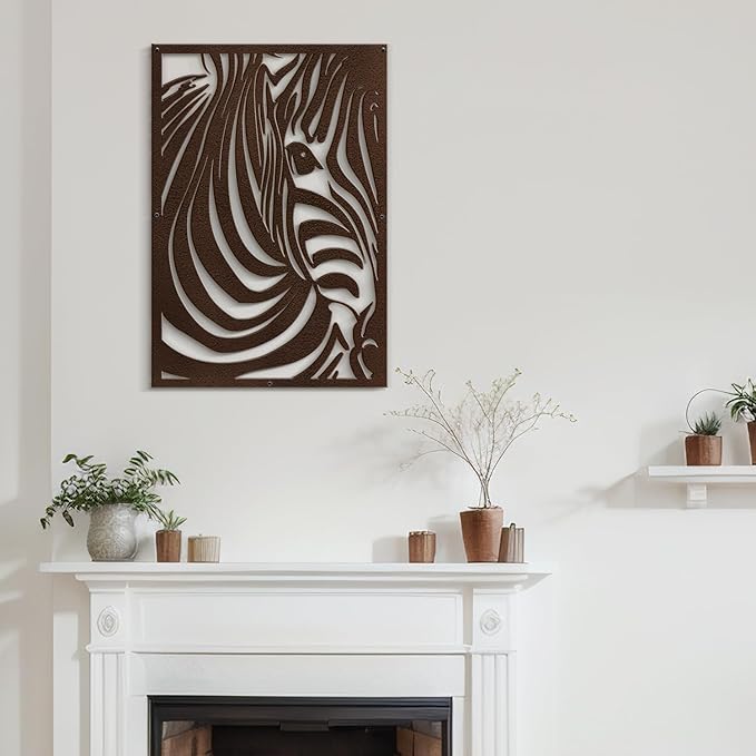 SIGNLEADER Metal Wall Art Decor Zebra Minimalist Modern Abstract Wall Sculpture Hangings Home Decoration for Living Room, Bedroom, Bathroom, Kitchen, Outdoor - 18" Bronze