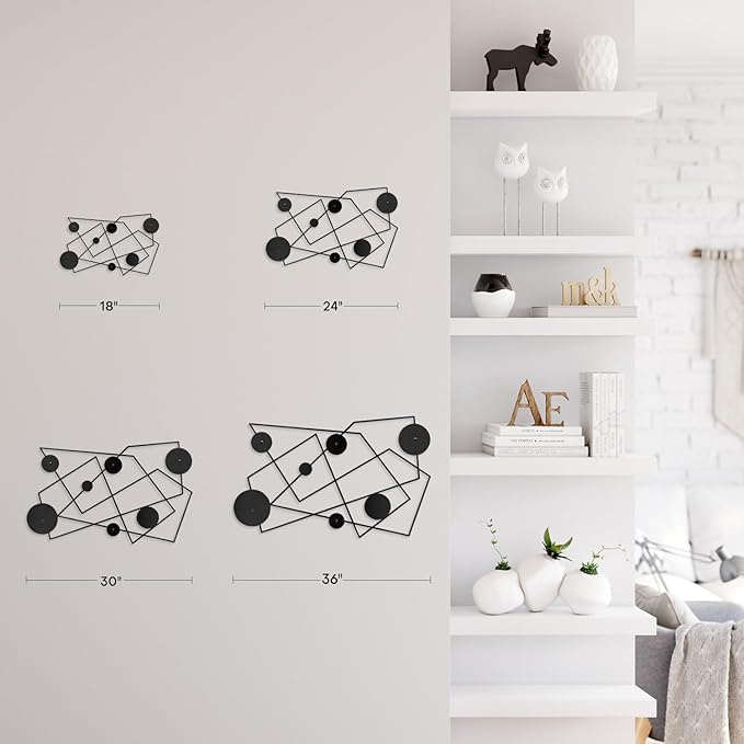 SIGNLEADER Metal Wall Decor Picasso Lines Geometric Minimalist Modern Luxury Wall Sculpture Hangings 3D Statue Home Decoration for Living Room, Bedroom, Bathroom, Kitchen, Fireplace, Office - 24" Black