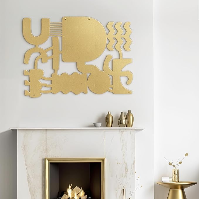 SIGNLEADER Metal Wall Decor Matisse Picasso Minimalist Modern Luxury Wall Sculpture Hangings 3D Statue Home Decoration for Living Room, Bedroom, Bathroom, Kitchen, Fireplace, Office - 24" Gold