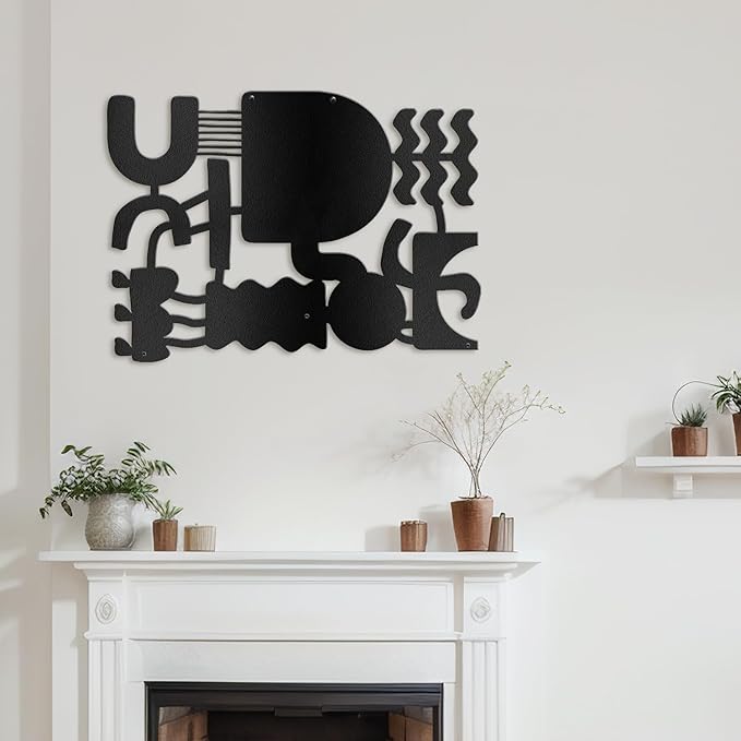 SIGNLEADER Metal Wall Decor Matisse Picasso Minimalist Modern Luxury Wall Sculpture Hangings 3D Statue Home Decoration for Living Room, Bedroom, Bathroom, Kitchen, Fireplace, Office - 18" Black